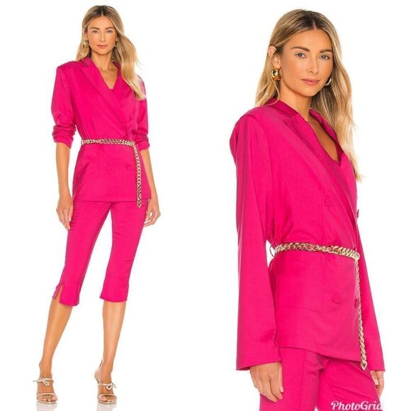 Revolve Lovers + Friends Michelli Hot Pink Double Breasted Blazer (No belt) - Picture 3 of 8